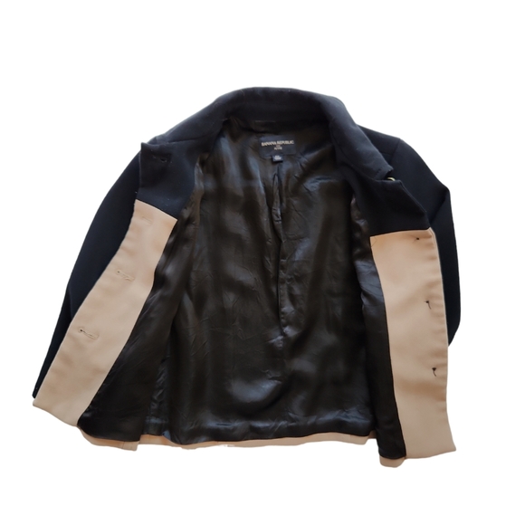 Banana Republic Women's Button-Up Lined Color Block Blazer/Jacket Black/Tan PXS - Picture 4 of 11